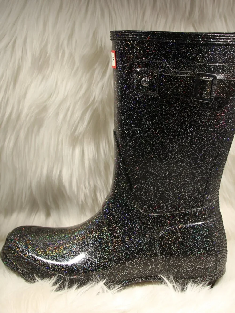 Hunter Women’s Starcloud Rain Boots Black Glitter US8 -  EU39 - See Video